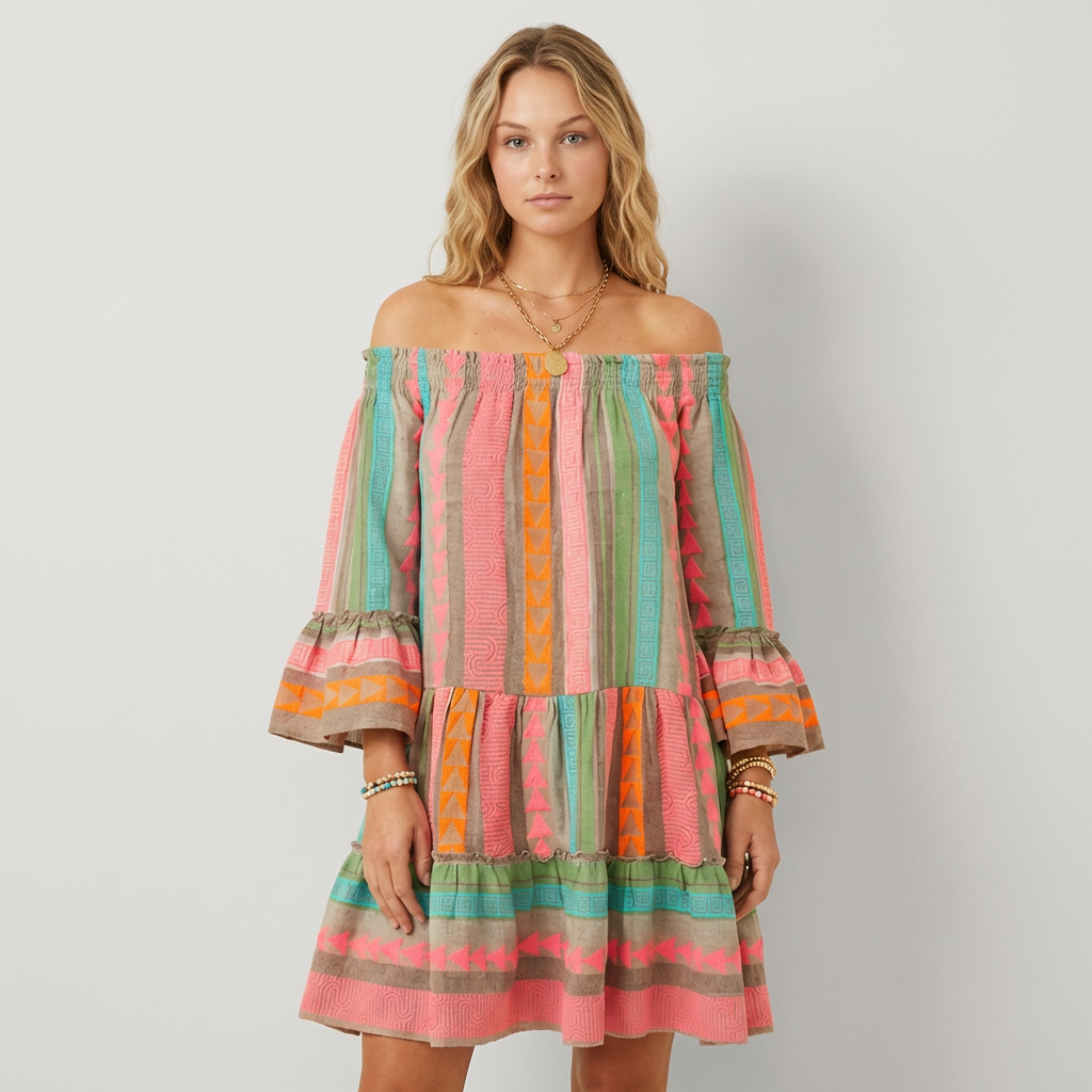 Vestit Mini Valentina Amb Espatlles Descobertes Estampat